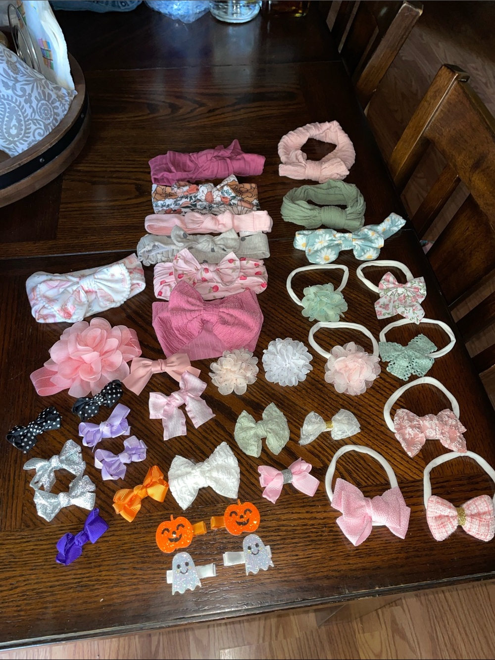 Lot of 38 Newborn Baby & Toddler Girl Headbands & Hair Clips